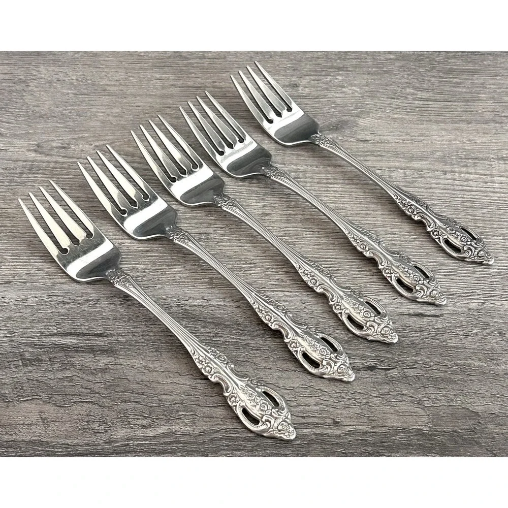 Onieda RENOIR PEMBROOKE‎ Salad Forks Set of 5 Stainless Made In USA